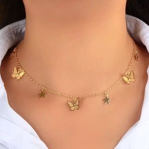 Gold butterfly chocker necklace for women